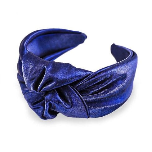 Serre-tête à noeud en tissu lamé Gabriella